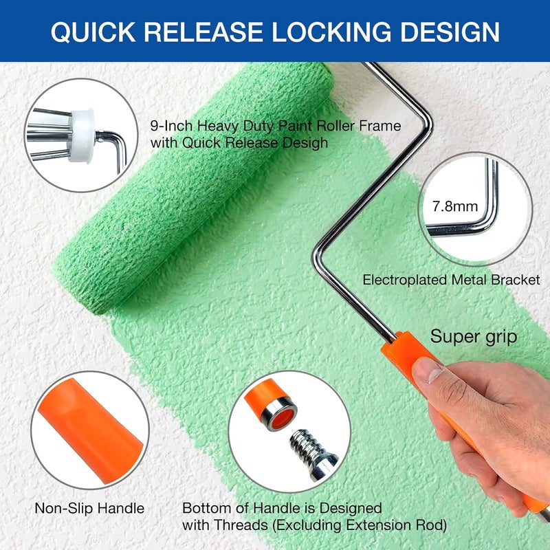 KingOrigin King Origin 20 Piece Paint Roller Kit, Paint Roller Covers 9-inch & 6-inch, Paint Brush, Paint Tray Liners & Accessories | Interior Painting Supplies for Walls & Ceiling | Paint Kit for House - Image 4